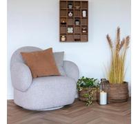 Messina Light Grey Boucle Fabric Swivel Lounge Chair