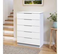Welcome Furniture Ready Assembled Milan 5 Drawer Chest In White Gloss & White, White