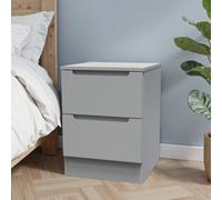 Welcome Furniture Ready Assembled Milan 2 Drawer Bedside Cabinet In Dusk Grey, Grey