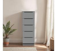 Welcome Furniture Ready Assembled Milan 5 Drawer Bedside Cabinet In Dusk Grey, Grey
