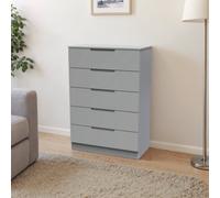 Messina Ready Assembled Matt Grey 5 Drawer Wide Chest (H)1067mm (W)740mm (D)390mm