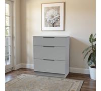 Messina Ready Assembled Matt Grey No Effect 3 Drawer Deep Chest (H)875mm (W)740mm (D)390mm