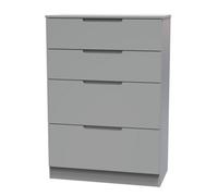Welcome Furniture Ready Assembled Milan 4 Drawer Deep Chest In Dusk Grey, Grey