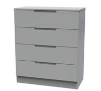 Messina Ready Assembled Matt Grey No Effect 4 Drawer Wide Chest (H)875mm (W)740mm (D)390mm
