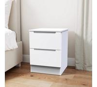 Messina Ready Assembled Matt White 2 Drawer Bedside Chest (H)495mm (W)370mm (D)390mm
