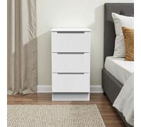 Messina Ready Assembled Matt White 3 Drawer Bedside Chest (H)685mm (W)370mm (D)390mm
