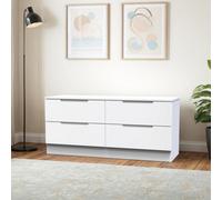 Welcome Furniture Ready Assembled Milan 4 Drawer Bed Box In White Gloss & White, White