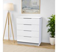Messina Ready Assembled Matt White 4 Drawer Wide Chest (H)875mm (W)740mm (D)390mm