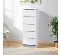Messina Ready Assembled Matt White 5 Drawer Bedside Chest (H)1067mm (W)370mm (D)390mm