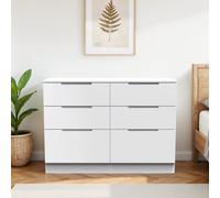 Messina Ready Assembled Matt White 6 Drawer Wide Chest (H)785mm (W)1100mm (D)390mm