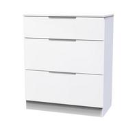 Welcome Furniture Ready Assembled Milan 3 Drawer Deep Chest In White Gloss & White, White