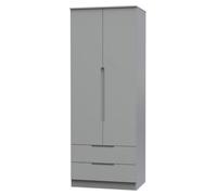 Welcome Furniture Ready Assembled Milan Tall 2 Drawer Wardrobe In Dusk Grey, Grey