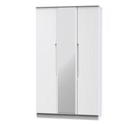 Welcome Furniture Ready Assembled Milan Tall Triple Mirrored Wardrobe In White Gloss & White, White