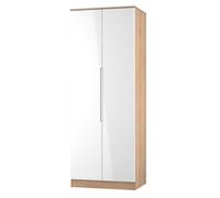 Messina Ready Assembled Modern White & Oak Tall Double Wardrobe (H)1970mm (W)770mm (D)530mm