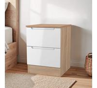 Messina Ready Assembled White & Oak 2 Drawer Bedside Chest (H)495mm (W)370mm (D)390mm