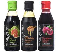 Messino Greek Balsamic Creams Gourmet Mix: Fig, Honey and Pomegranate Balsamic Creams, Pack of 3 x 250 ml