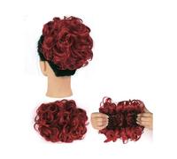 Messy Big Hair Bun Curly Chignon with Clips In Cover Ponytail Extension Synthetic wig Elegant or Chic Look(BURG)