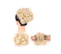 Messy Big Hair Bun Curly Chignon with Clips In Cover Ponytail Extension Synthetic wig Elegant or Chic Look(Blonde)