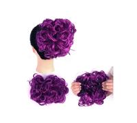 Messy Big Hair Bun Curly Chignon with Clips In Cover Ponytail Extension Synthetic wig Elegant or Chic Look(Purple)