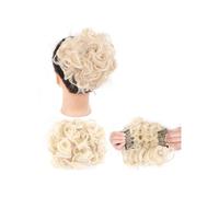 Messy Big Hair Bun Curly Chignon with Clips In Cover Ponytail Extension Synthetic wig Elegant or Chic Look(Platinum Blonde)