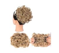 Messy Big Hair Bun Curly Chignon with Clips In Cover Ponytail Extension Synthetic wig Elegant or Chic Look(Natural Blonde)