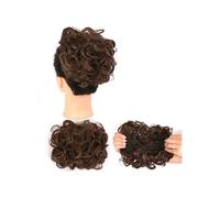 Messy Big Hair Bun Curly Chignon with Clips In Cover Ponytail Extension Synthetic wig Elegant or Chic Look(Ginger Brown)