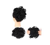 Messy Big Hair Bun Curly Chignon with Clips In Cover Ponytail Extension Synthetic wig Elegant or Chic Look(Jet black)