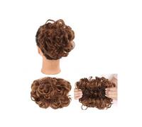 Messy Big Hair Bun Curly Chignon with Clips In Cover Ponytail Extension Synthetic wig Elegant or Chic Look(Brown)