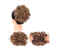 Messy Big Hair Bun Curly Chignon with Clips In Cover Ponytail Extension Synthetic wig Elegant or Chic Look(Bleach Blonde)