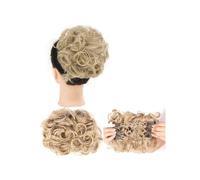 Messy Big Hair Bun Curly Chignon with Clips In Cover Ponytail Extension Synthetic wig Elegant or Chic Look(Ash Blonde)
