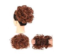 Messy Big Hair Bun Curly Chignon with Clips In Cover Ponytail Extension Synthetic wig Elegant or Chic Look(Light golden brown)