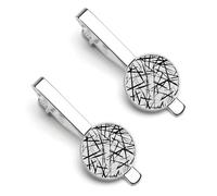 Messy Black And White Lines Silver Tie Clip Suit Accessories for Men Necktie Bar Set Pin Business Wedding