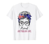 Messy Bun Australia Flag Proud Australian Girl Vintage Value Graphic T-Shirt