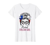 Messy Bun Chile Flag Proud Chilean Girl T-Shirt