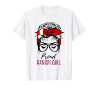 Messy Bun Denmark Flag Proud Danish Girl Value Graphic T-Shirt