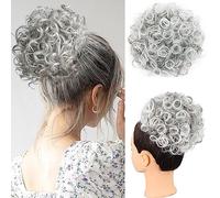 Messy Bun Elastic Drawstring Extensions Curly Wavy Loose Pieces Blonde for Women Natural Synthetic Bun Ponytail Extension