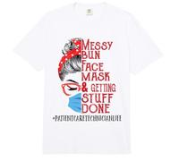 Messy Bun Face Mask Getting Stuff Patient Care Technician Comfort Colors Adult Heavyweight T-Shirt