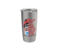 Messy Bun Face Mask Getting Stuff Patient Care Technician Stainless Steel Insulated Tumbler