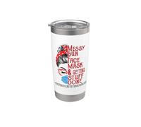 Messy Bun Face Mask Getting Stuff Patient Care Technician Stainless Steel Insulated Tumbler