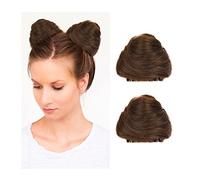Messy Bun Hair 2 PCS Donut Chignon Synthetic Hair Pieces Bun Extension Mini Claw Clip in Messy Hair Bun Extensions Wig ，Accessory for Women Girls Cat Ears Hair Hair Bun Pieces for Women(Light brown)