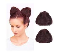 Messy Bun Hair 2 PCS Donut Chignon Synthetic Hair Pieces Bun Extension Mini Claw Clip in Messy Hair Bun Extensions Wig ,Accessory for Women Girls Cat Ears Hair Hair Bun Pieces for Women(Dark brown)