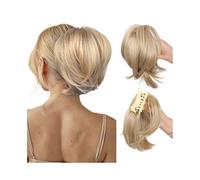 Messy Bun Hair Messy Claw Clip Bun Hair Piece for Women Short Straight High Ponytail Extension Tousled Updo Real Human Hair Buns(T1B/4/30)
