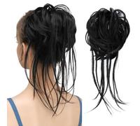 Messy Bun Hair Piece Curly Wavy Hairpieces Synthetic Tousled Updo Ponytail Hair Extensions Doughnut Hair Bun for Women Girls(1B)