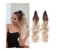 Messy Bun Hair Piece for Women 1-Pack Messy Bun Claw Clip Ponytail Hair Extension 18" Curly Braided Synthetic Women Wig Hair Bun Piece(006)
