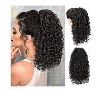 Messy Bun Hair Piece for Women 14" Synthetic Afro Ponytail Curly Drawstring Hair Extensions Clips Bun Pieces for Black Women Hair Bun Piece(B)