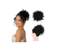 Messy Bun Hair Piece for Women, Elastic Drawstring Short Ponytail Synthetic Loose Wave Curly for Daily Party Use Hair Ponytail for Women Girls(Black)