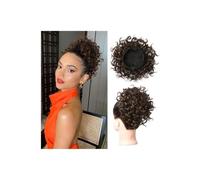 Messy Bun Hair Piece for Women, Elastic Drawstring Short Ponytail Synthetic Loose Wave Curly for Daily Party Use Hair Ponytail for Women Girls(Chocolate Brown)