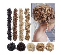 Messy Bun Hair Piece for Women, Messy Bun Hair Piece 31.4inches Long Tousled Updo Fluffy Hair Bun Ponytail Extensions Wrap Around DIY Curly Long Hairpiece Bridal Hairstyle,Fake Hair Accessories for W