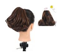 Messy Bun Hair Piece for Women Messy Bun Synthetic Short Curly Ponytail Women Hair Extensions Natural Ponytail Claw Clip Black Brown Wig Hair Bun Hair Extensions Hair Scrunchies(A)