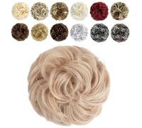 Messy Bun Hair Piece Ponytail Extensions Donut human Bun Clip Fake Hair Wavy Curly Scrunchies for Women Thick Updo Daily Use (22/60,2PCS)